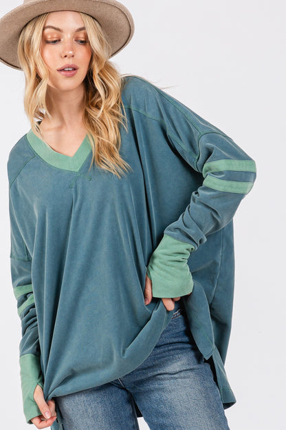 Mineral Wash Side Slit Contrast Top