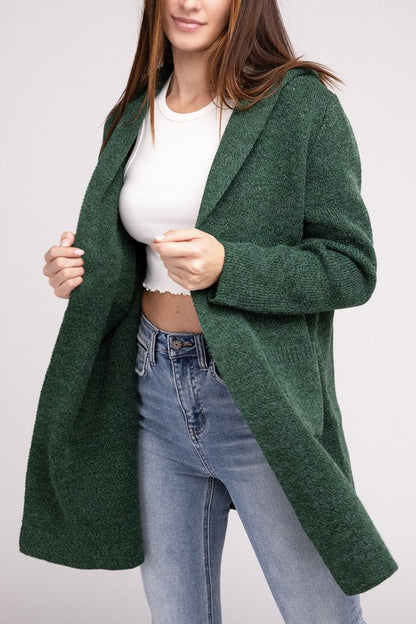 Hooded Open Front Cardigan