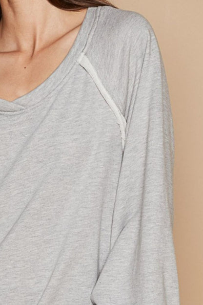 Back Cross Strap Detail Balloon Sleeve Sweatshirt