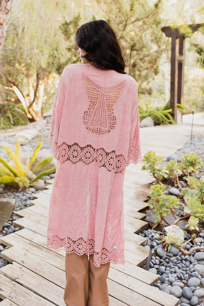 Crochet Open Patch Longline Kimono