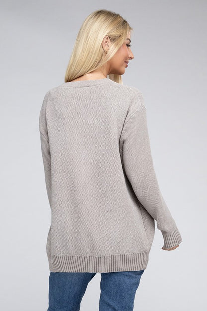 Melange Open Front  Cardigan