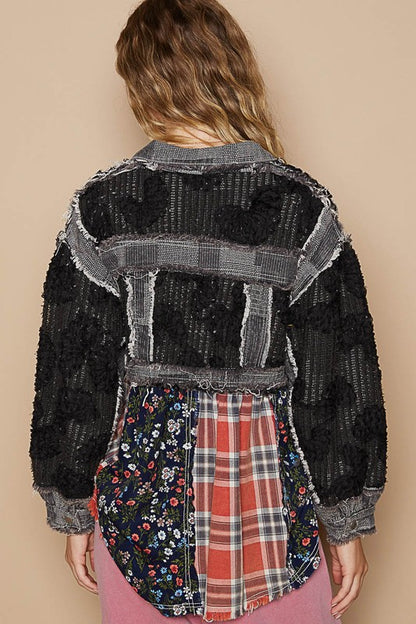 Crochet Patchwork Dropped Shoulder Jacket