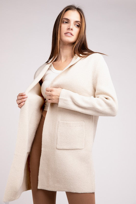 Hooded Open Front Cardigan