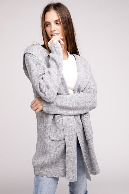 Hooded Open Front Cardigan