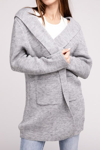 Hooded Open Front Cardigan