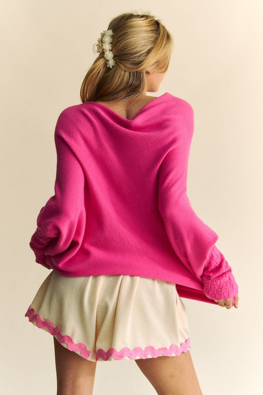 Solid Color Batwing Sleeve Sweater