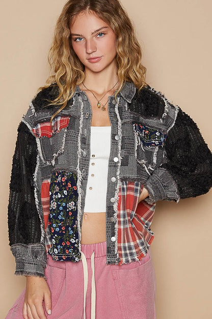 Crochet Patchwork Dropped Shoulder Jacket